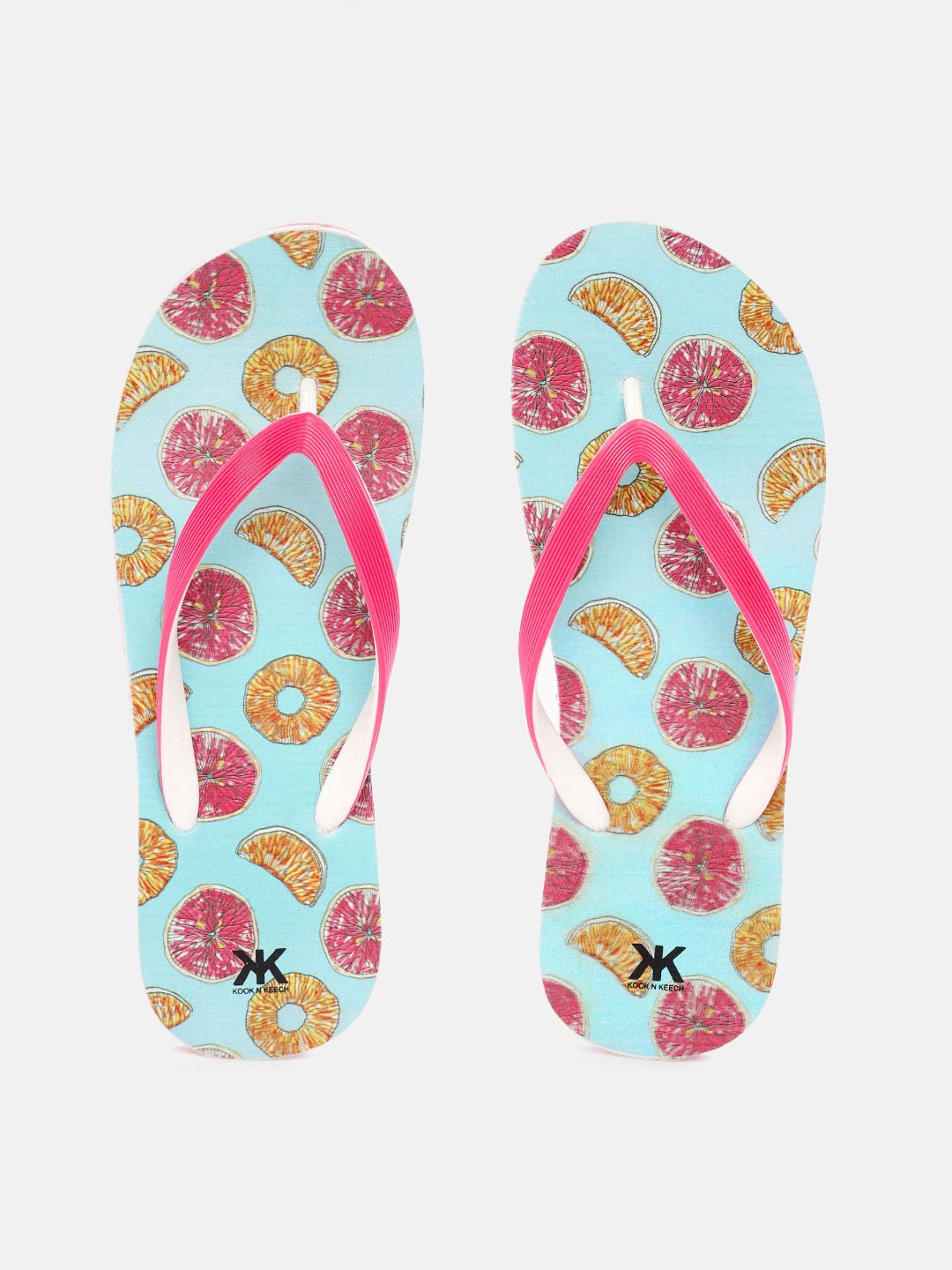 

Kook N Keech Women Pink & Blue Printed Thong Flip-Flops