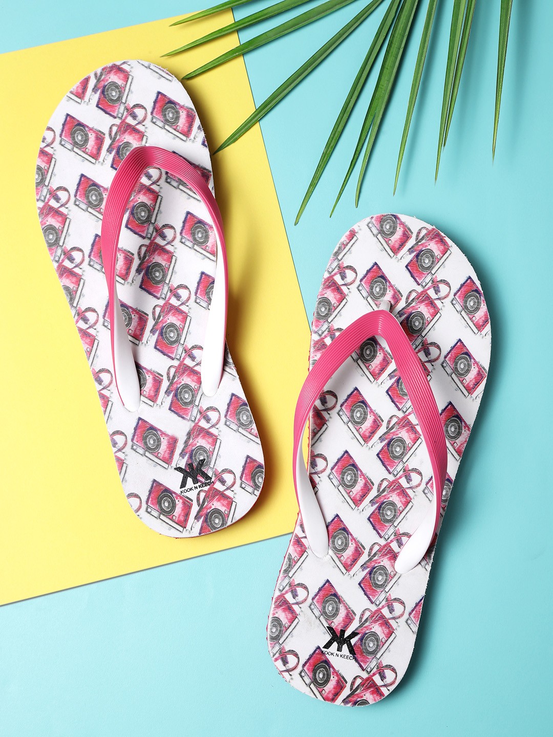 

Kook N Keech Women Pink & White Printed Thong Flip-Flops