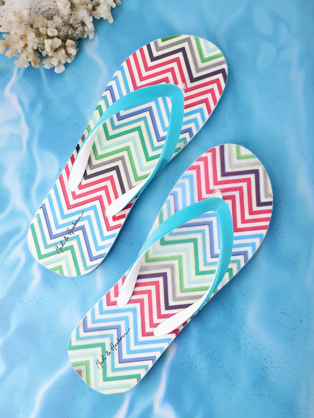 

Mast & Harbour Women Blue Solid Thong Flip-Flops
