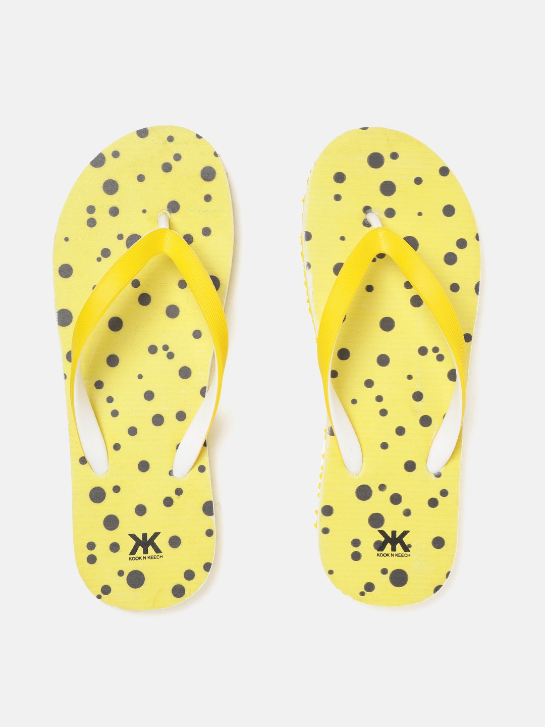 

Kook N Keech Women Yellow & Black Printed Thong Flip-Flops