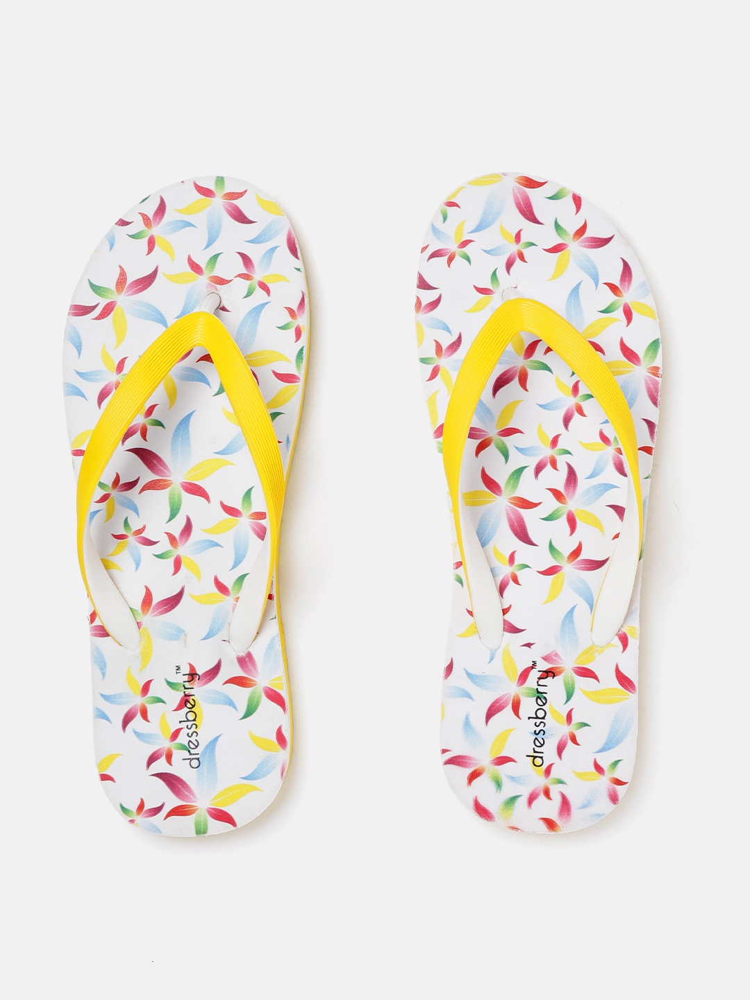 

DressBerry Women Yellow & White Printed Thong Flip-Flops