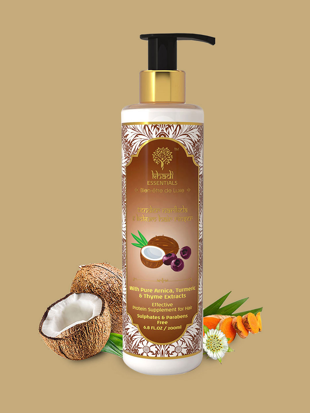 

Khadi Essentials Coconut Hair Shampoo with Brahmi Bhringraj for Hair Growth & Fall Control, White