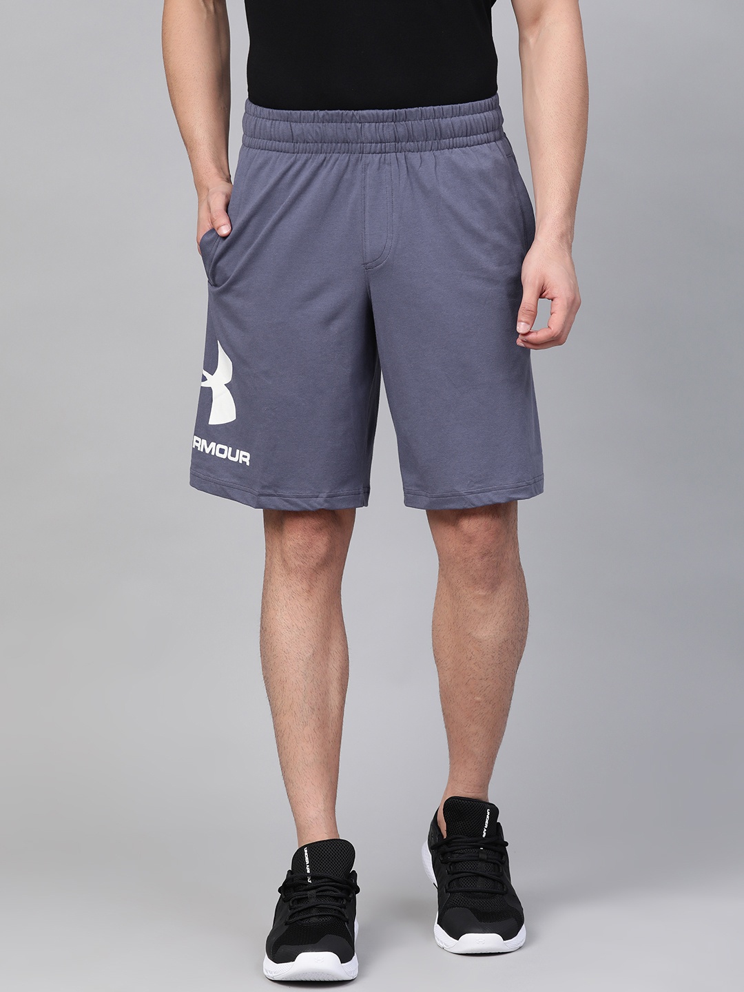 

UNDER ARMOUR Men Blue Solid Sportstyle Cotton Graphic Training Shorts