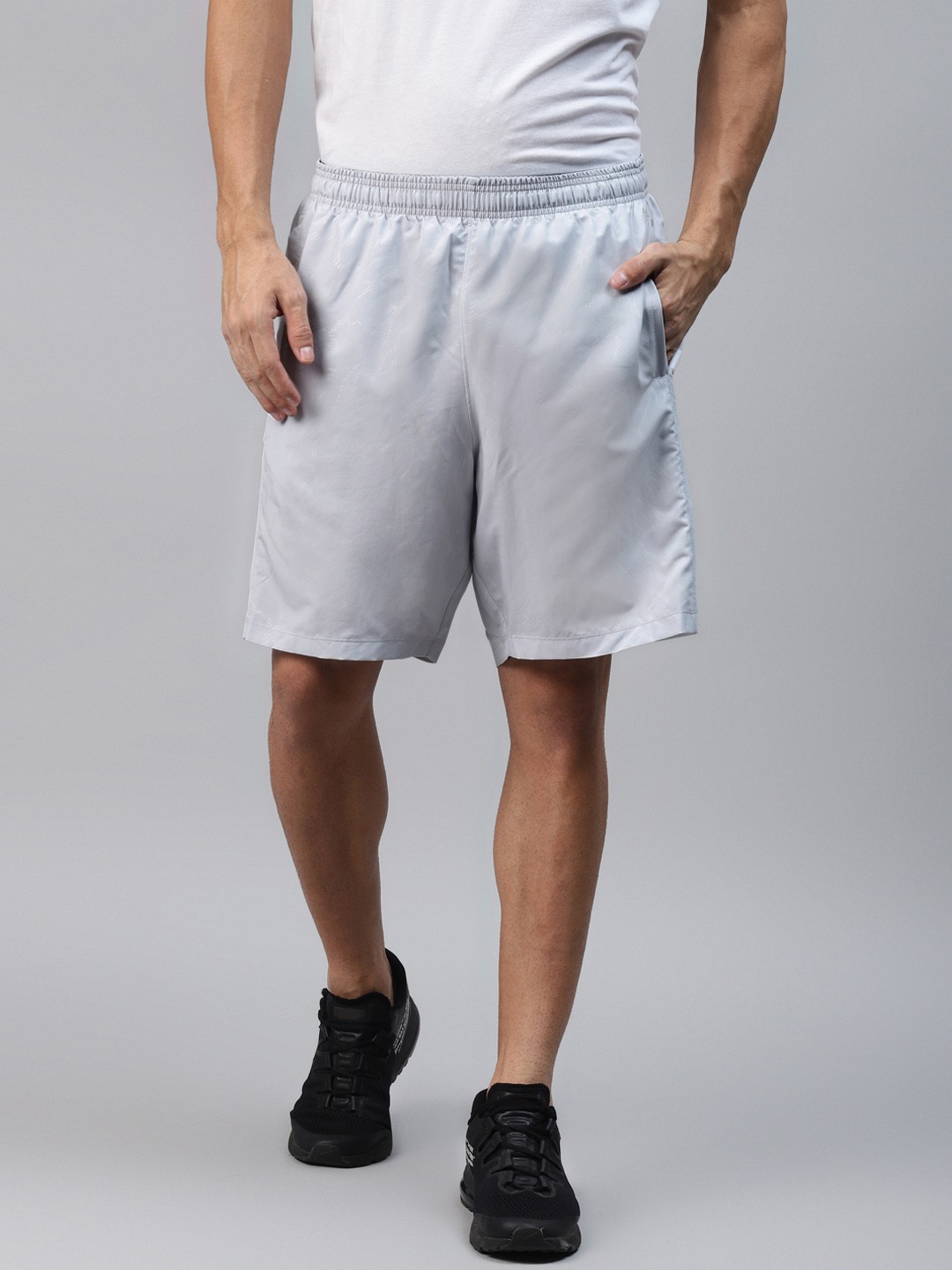 

UNDER ARMOUR Men Grey Woven Graphic Emboss Solid Sports Shorts