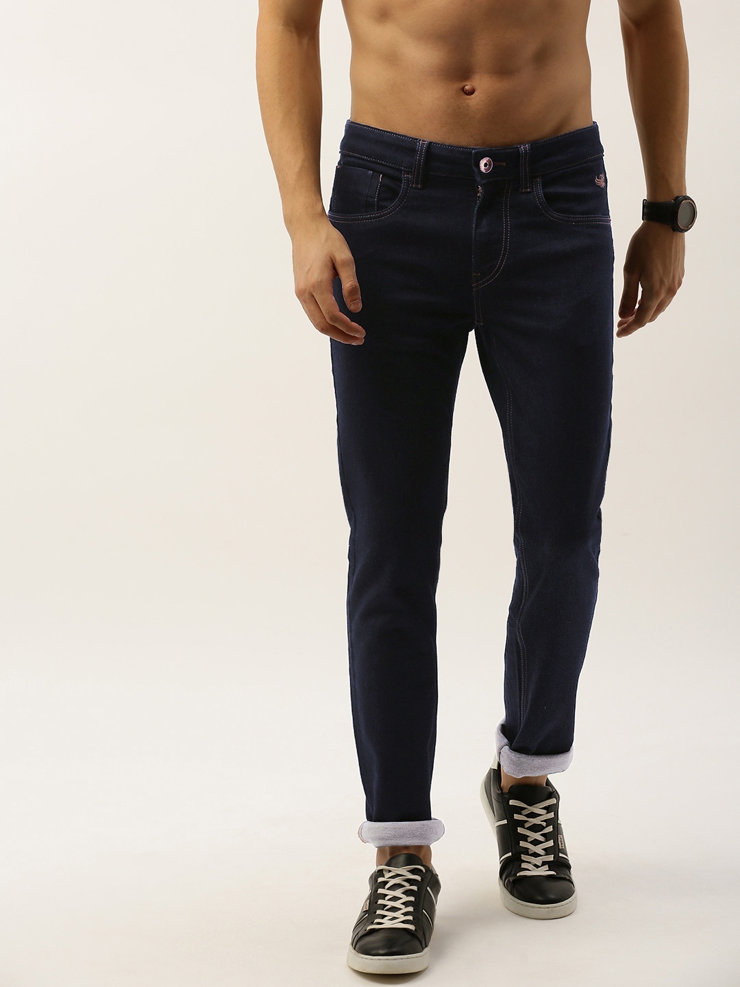 

Flying Machine Men Blue Michael Slim Tapered Fit Mid-Rise Clean Look Stretchable Jeans