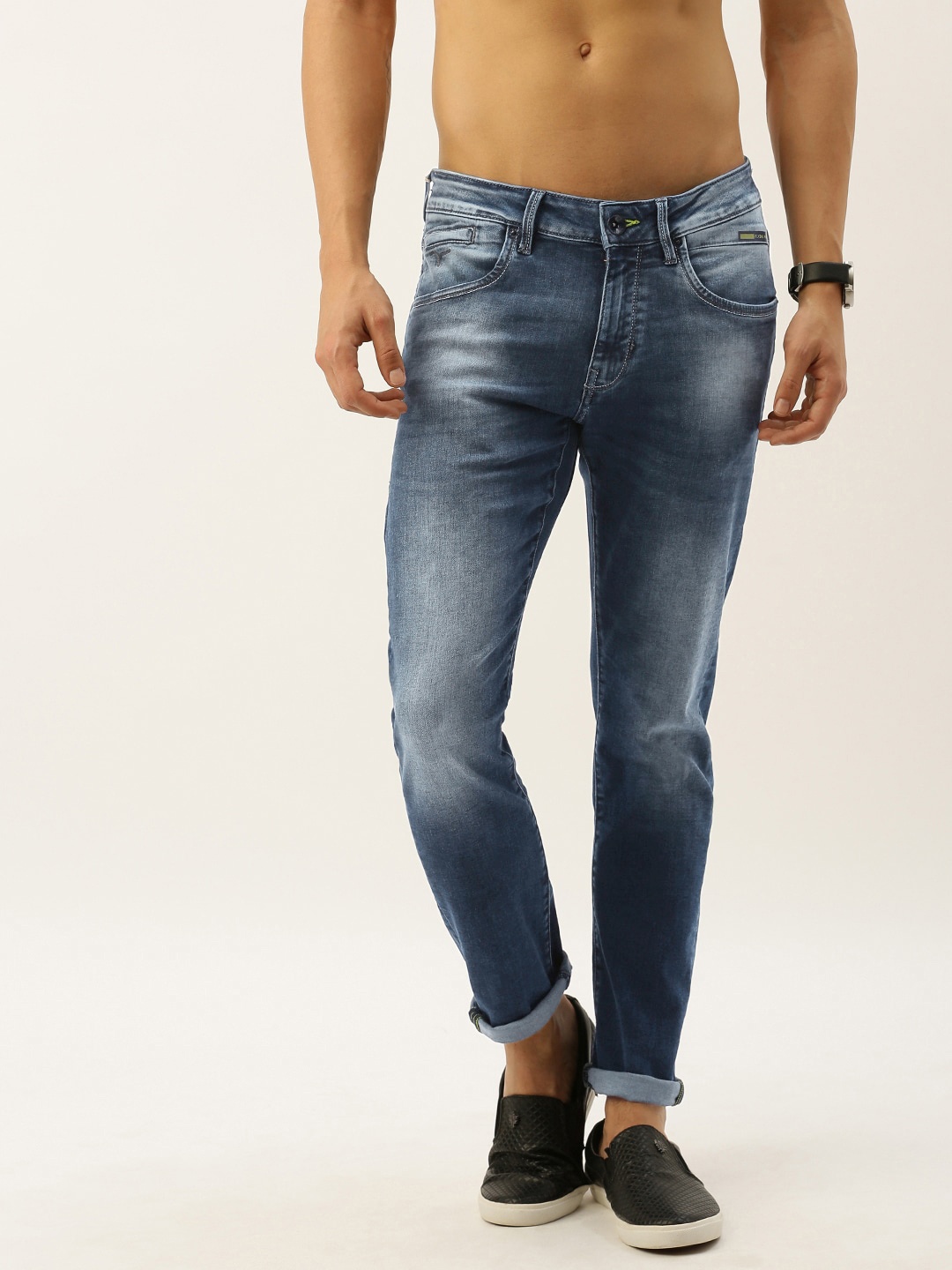 

Flying Machine Men Blue Micheal Slim Tapered Fit Mid-Rise Clean Look Stretchable Jeans