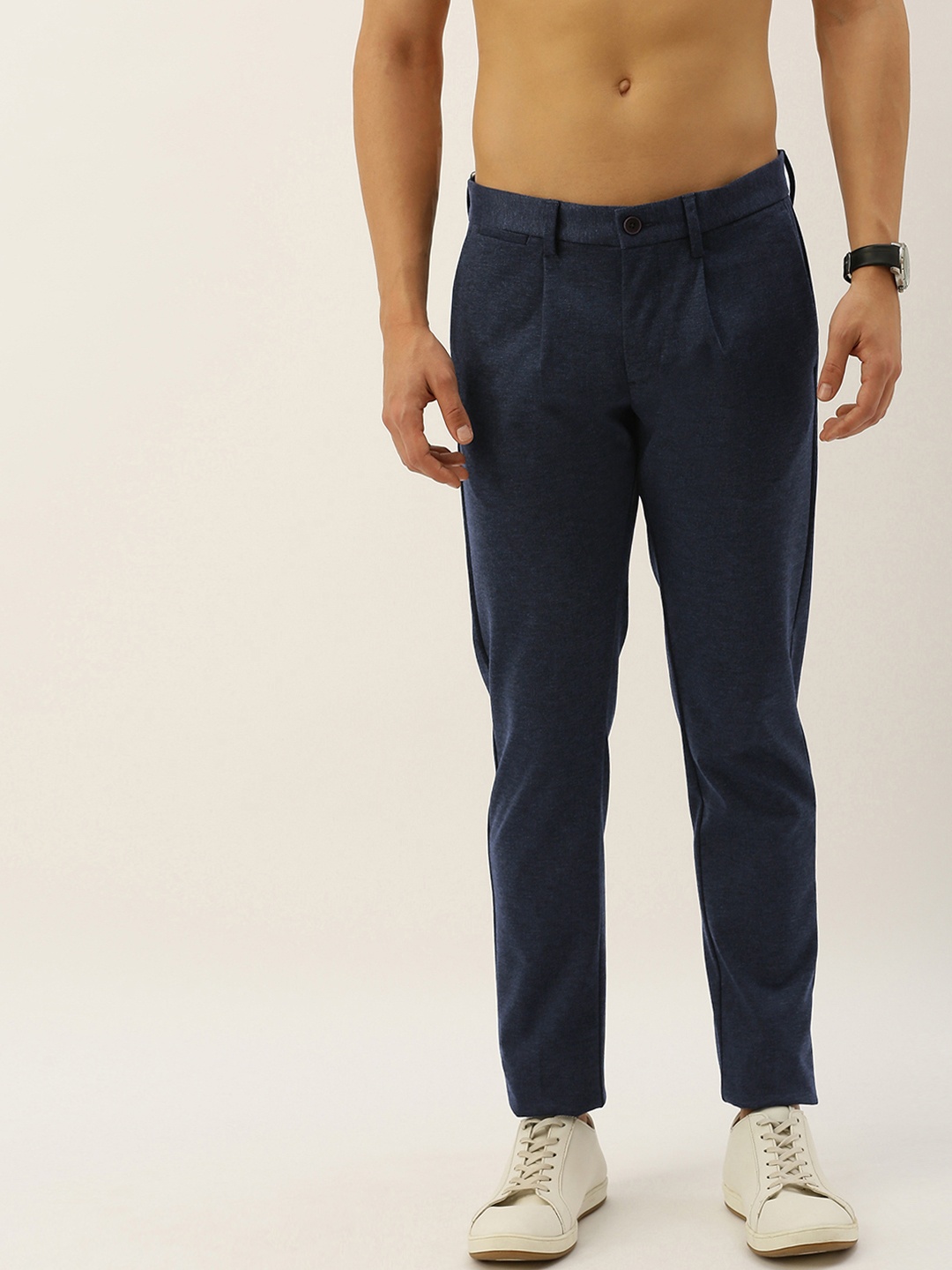 

Flying Machine Men Blue Super Slim Fit Solid Regular Trousers