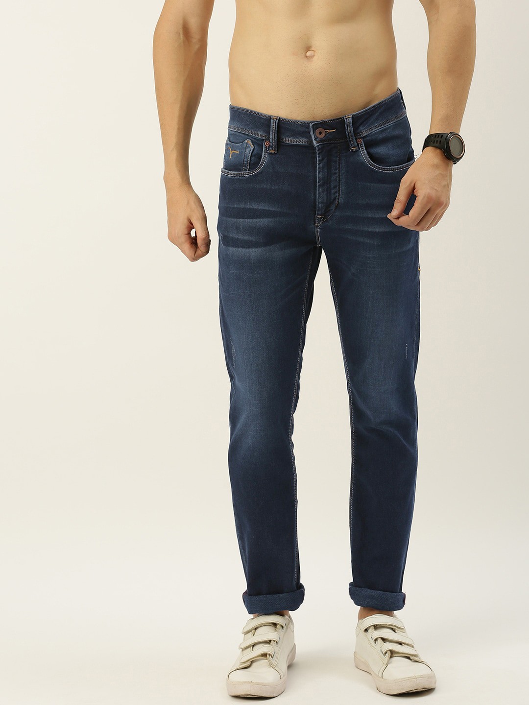 

Flying Machine Men Blue Michael Slim Tapered Fit Fit Mid-Rise Clean Look Stretchable Jeans