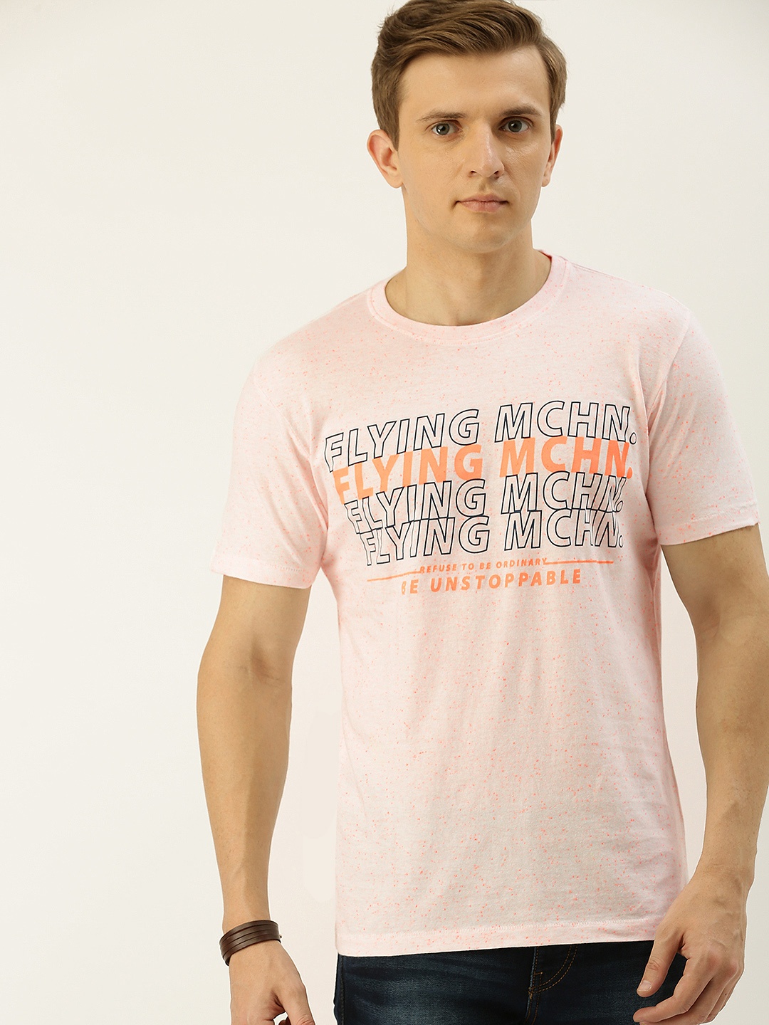 

Flying Machine Men White Printed Slim Fit Round Neck T-shirt