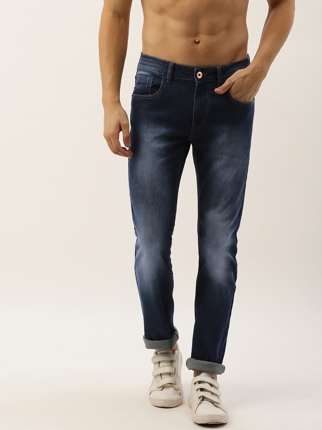 

Flying Machine Men Blue Micheal Slim Tapered Fit Mid-Rise Clean Look Stretchable Jeans
