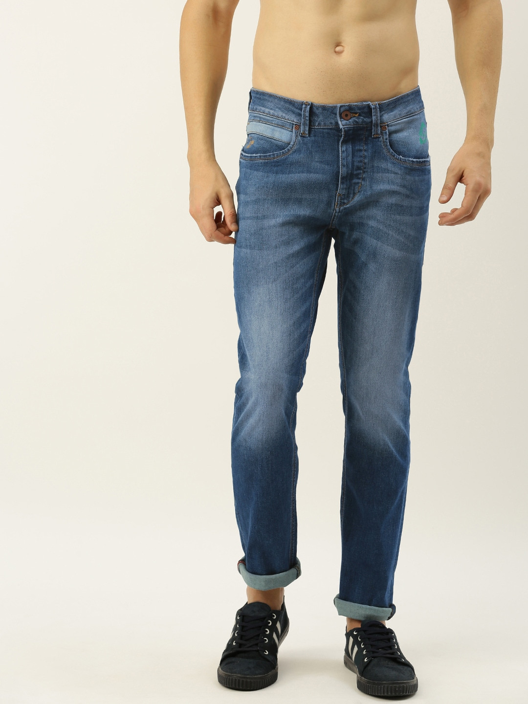 

Flying Machine Men Blue Michael Slim Tapered Fit Mid-Rise Clean Look Stretchable Sustainable Jeans