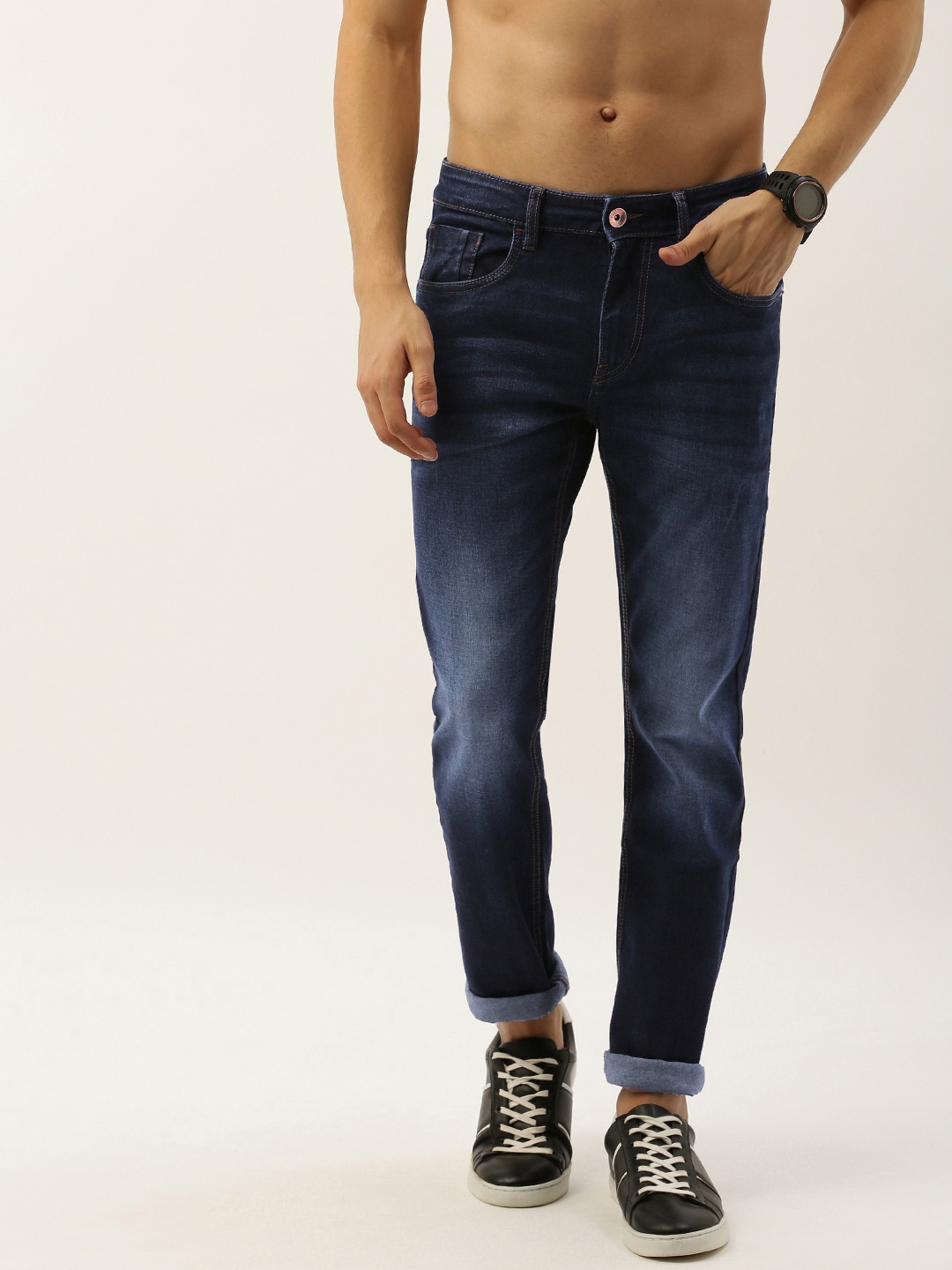

Flying Machine Men Blue Micheal Slim Tapered Fit Mid-Rise Clean Look Stretchable Jeans