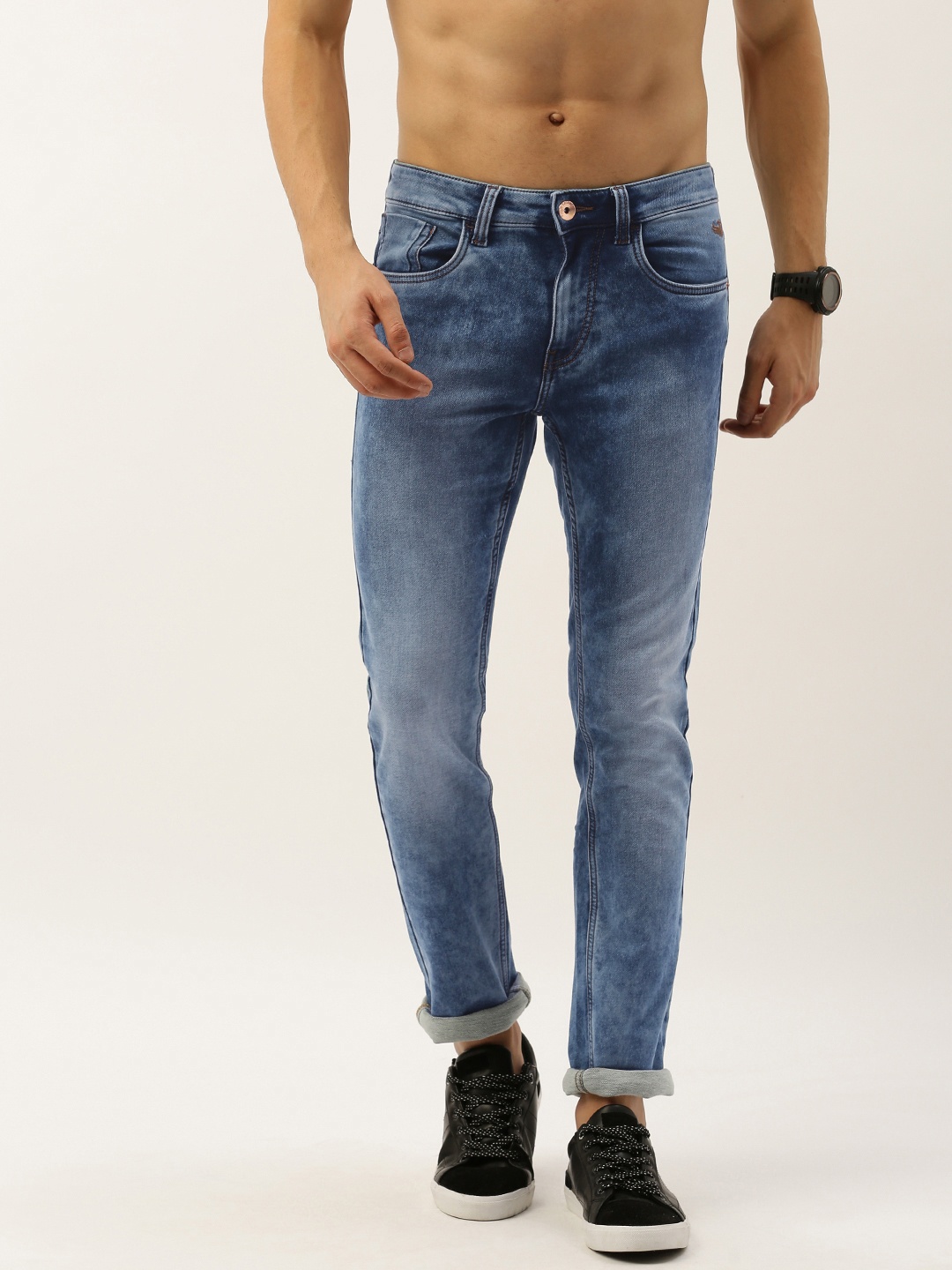 

Flying Machine Men Blue Micheal Slim Tapered Fit Mid-Rise Clean Look Stretchable Jeans