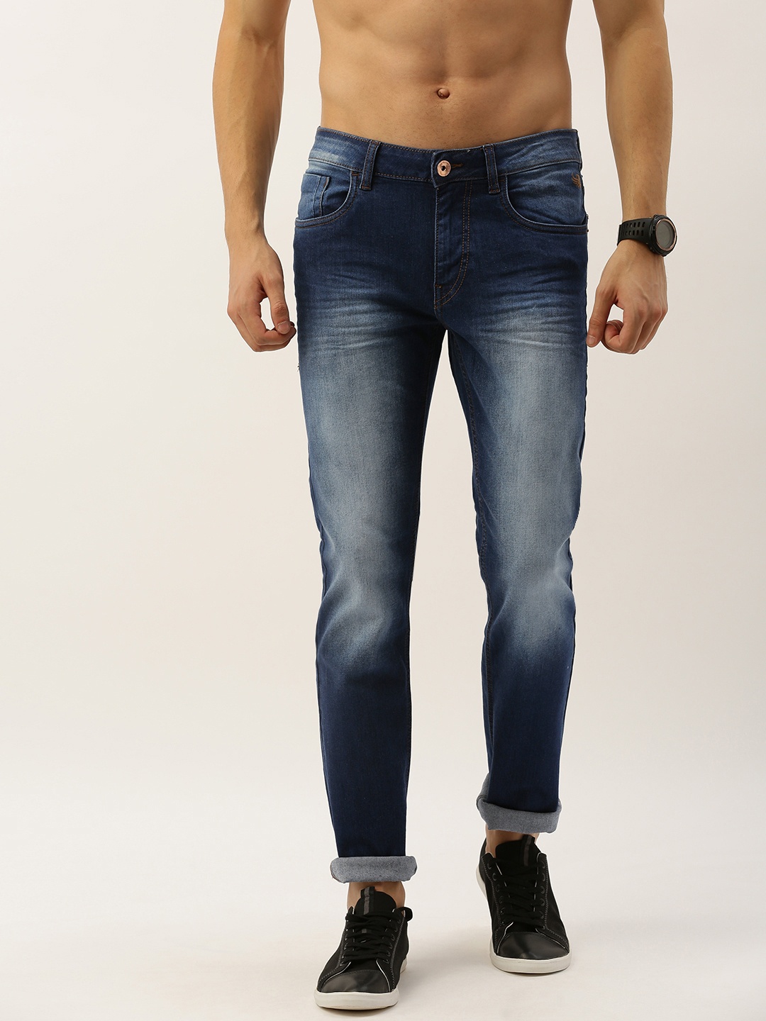 

Flying Machine Men Blue Micheal Slim Tapered Fit Mid-Rise Clean Look Stretchable Jeans