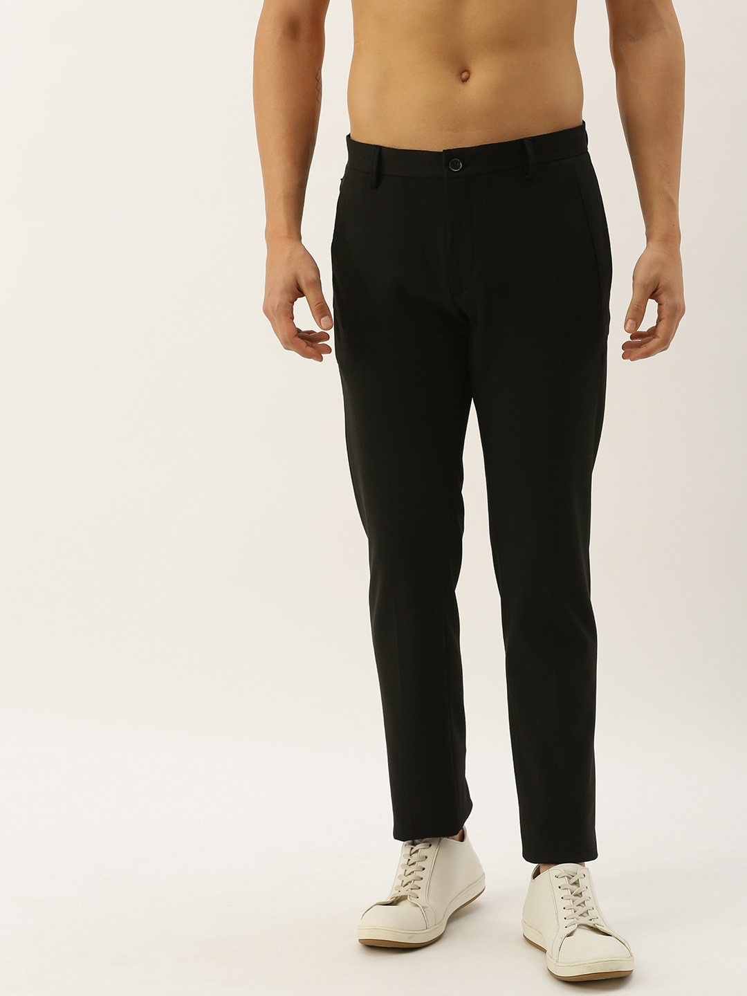 

Flying Machine Men Black Super Slim Fit Solid Regular Trousers