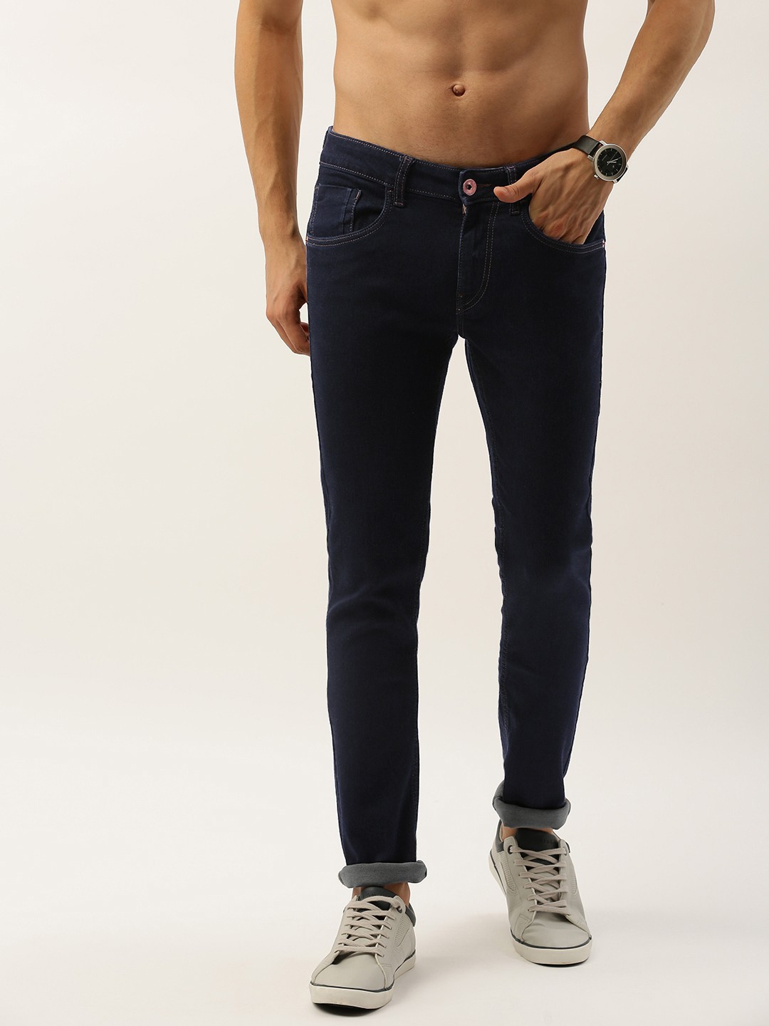 

Flying Machine Men Navy Blue Jackson Skinny Fit Mid-Rise Clean Look Stretchable Jeans