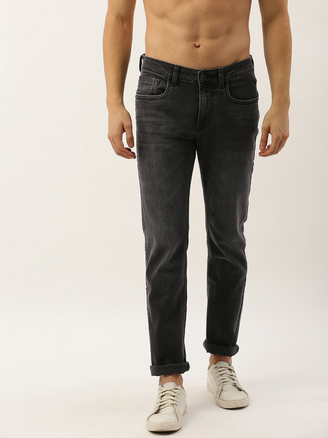 

Flying Machine Men Black Micheal Slim Tapered Fit Mid-Rise Clean Look Stretchable Jeans