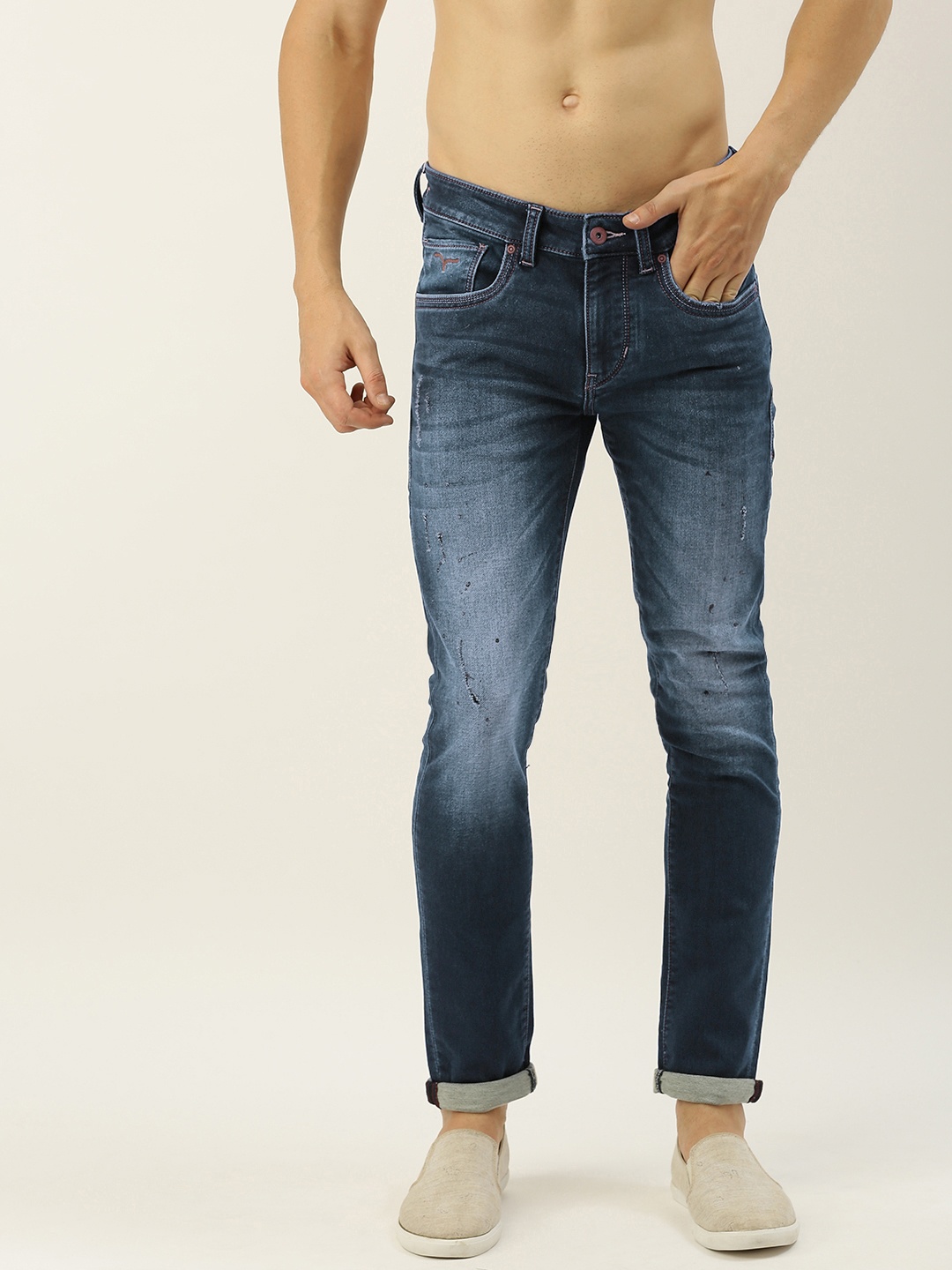 

Flying Machine Men Blue Jackson Skinny Fit Low-Rise Low Distress Stretchable Jeans