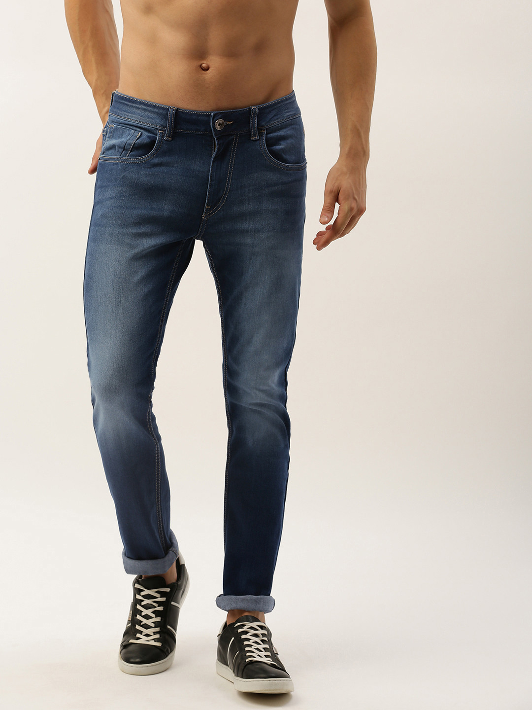 

Flying Machine Men Blue Micheal Slim Tapered Fit Mid-Rise Clean Look Stretchable Jeans