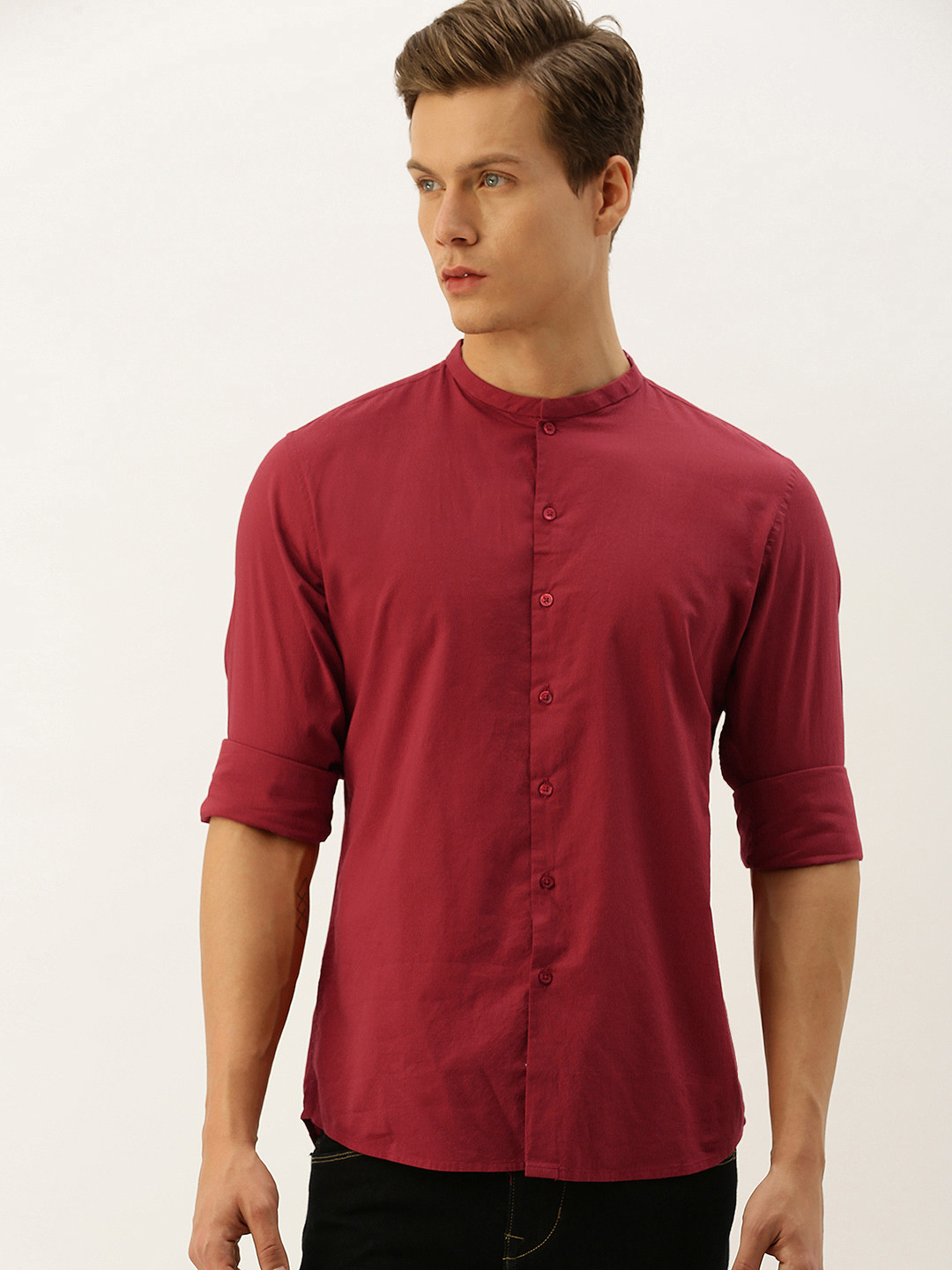 

Flying Machine Men Red Slim Fit Solid Casual Shirt