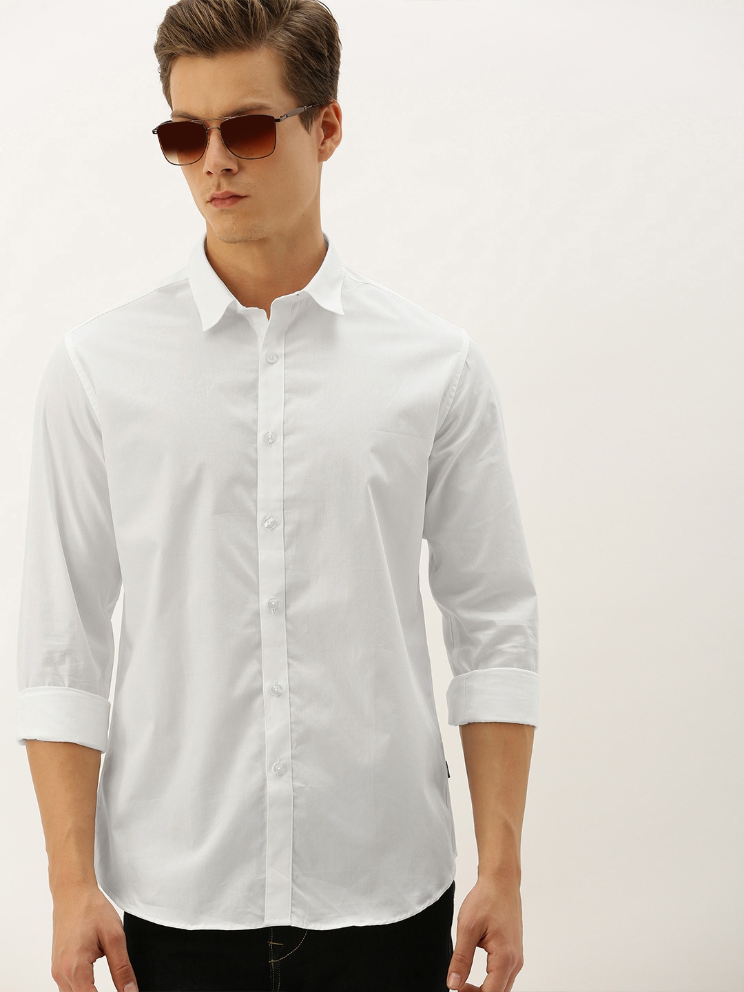 

Flying Machine Men White Slim Fit Solid Casual Shirt