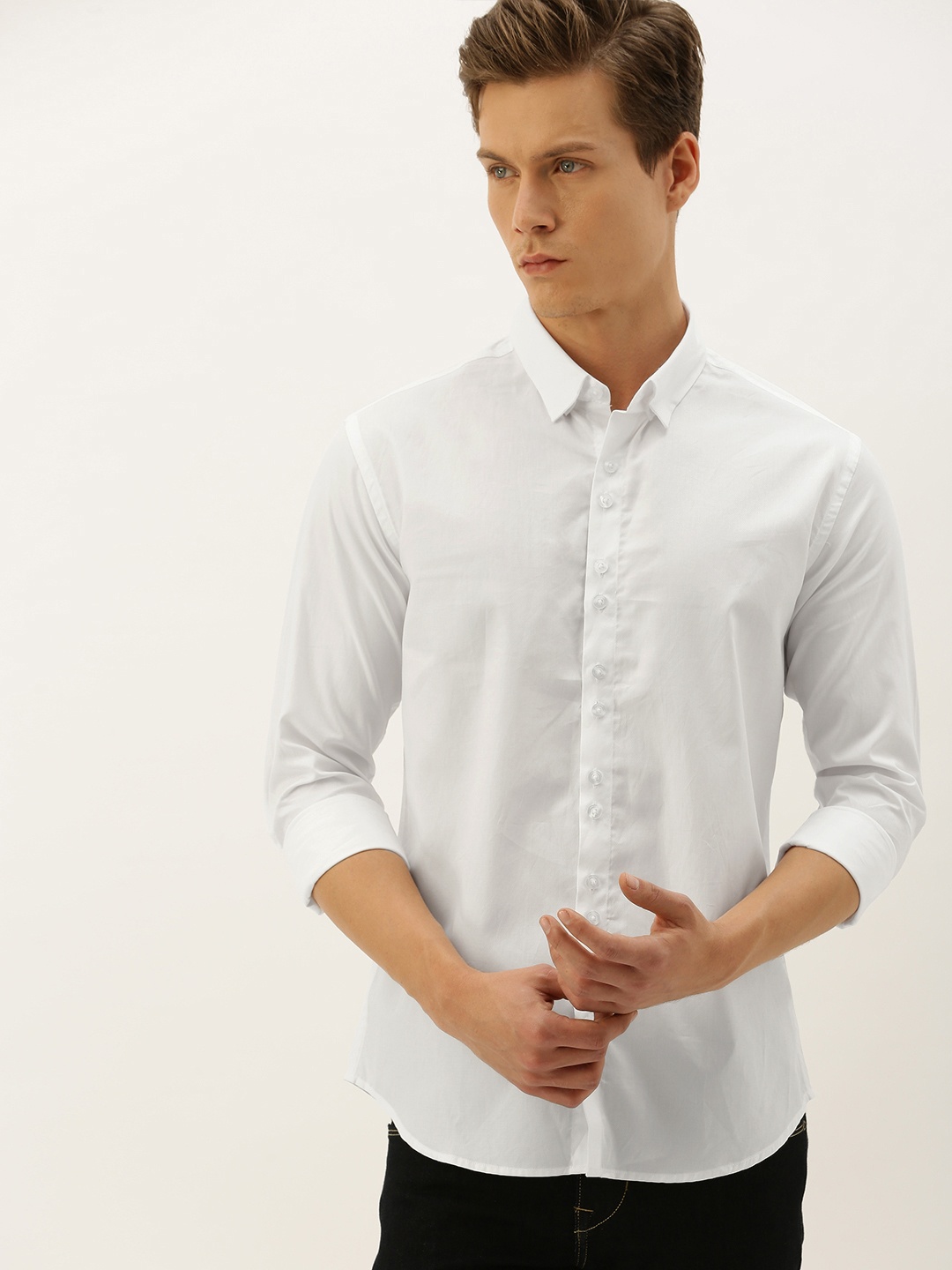 

Flying Machine Men White Slim Fit Self Design Casual Shirt