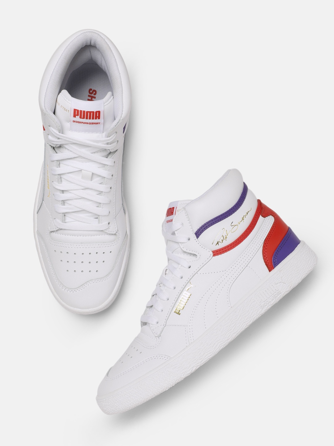 

Puma Unisex White Ralph Sampson Leather Mid-Top Sneakers