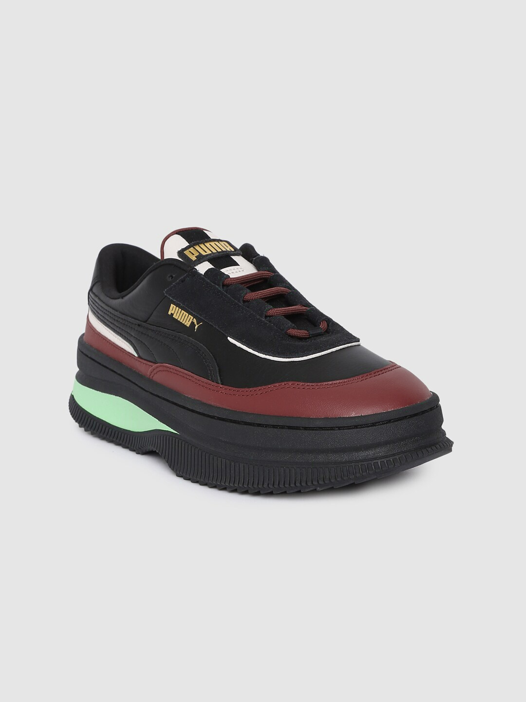 

Puma Women Black & Red Deva Chic Colourblocked Leather Sneakers