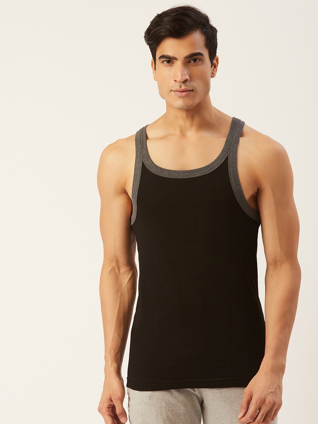 

Jockey Men Black Solid Innerwear Vest