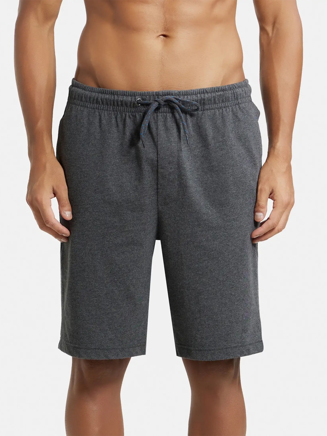 

Jockey Combed Cotton Straight Fit Shorts with Side Pockets-AM12, Charcoal