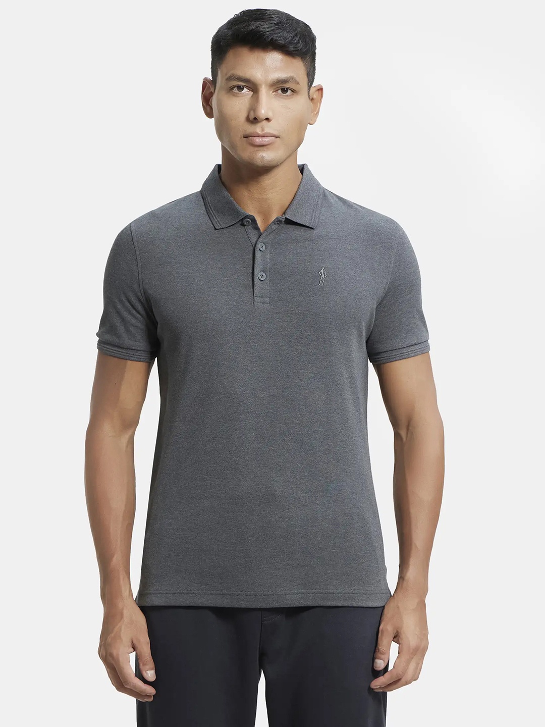

Jockey Charcoal Grey Solid Polo Lounge T-shirt