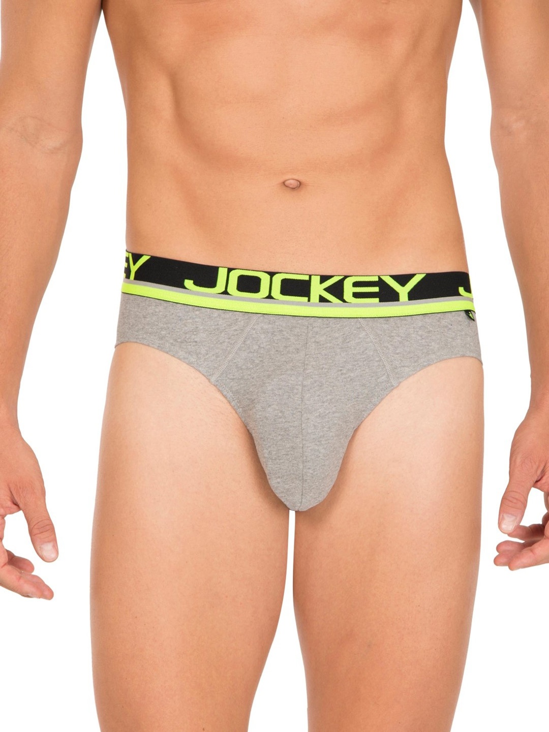 

Jockey Men Grey Melange Solid Low-Rise Basic Briefs FP02-0105