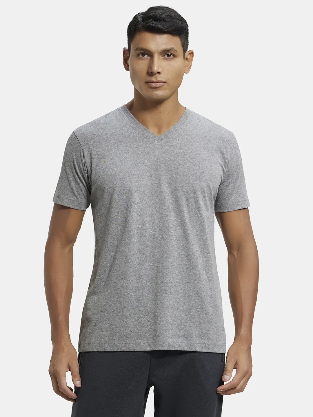 

Jockey Combed Cotton Rich V Neck Half Sleeve Tshirt -2726, Charcoal