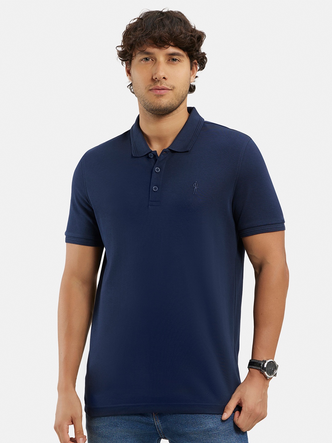 

Jockey Super Combed Cotton Rich Solid Half Sleeve Polo T-shirt-3912, Navy blue