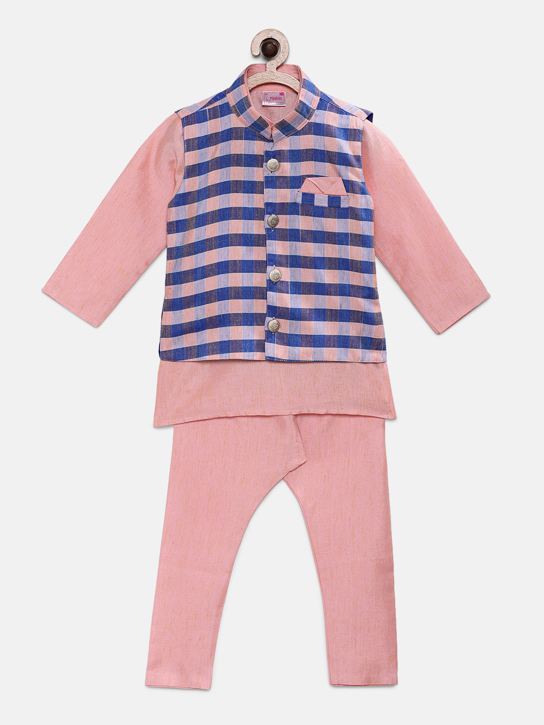 

Ridokidz Boys Blue & Pink Solid Kurta Set