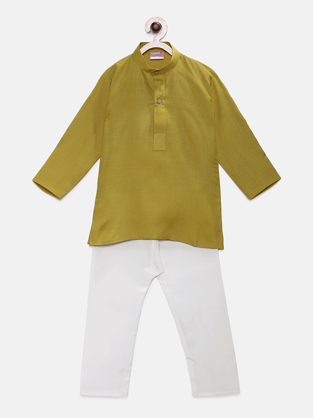 

Ridokidz Boys Olive Green & White Solid Kurta with Pyjamas