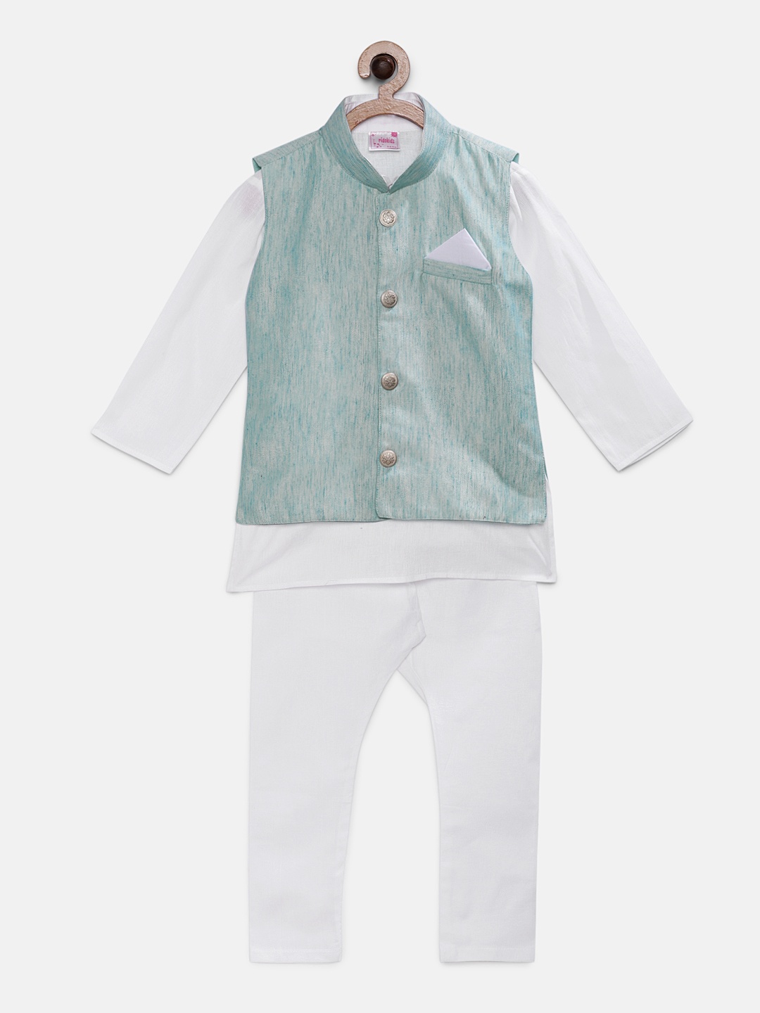 

Ridokidz Boys Blue & White Solid Kurta Set