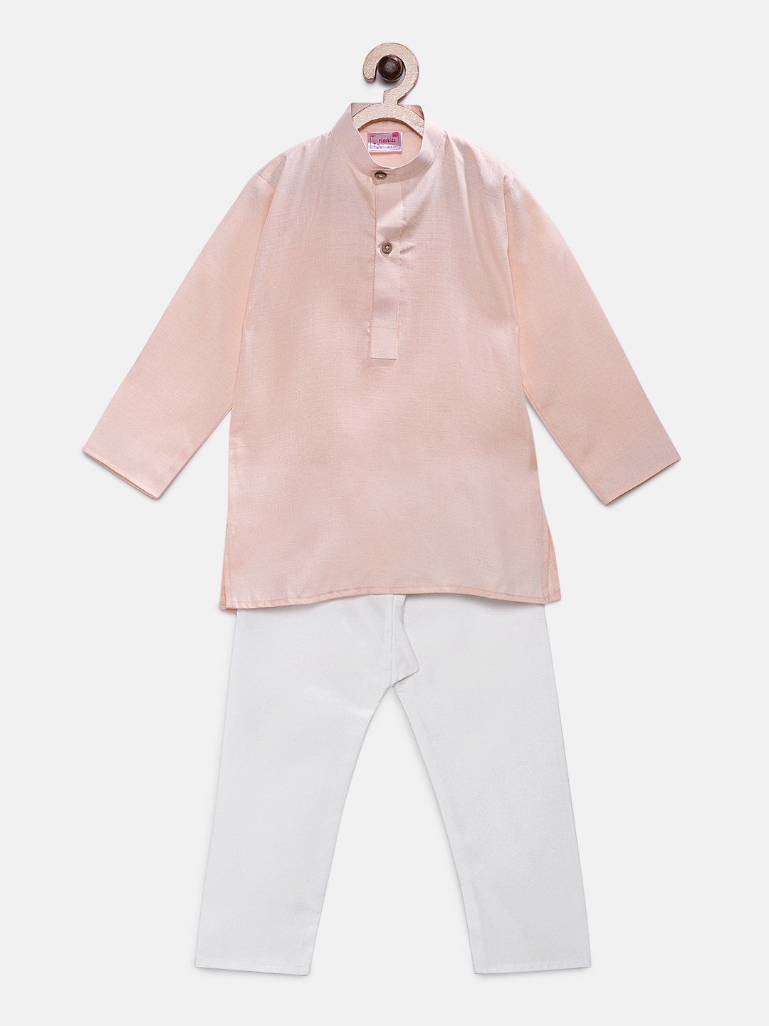 

Ridokidz Boys Peach-Coloured & White Solid Kurta with Pyjamas