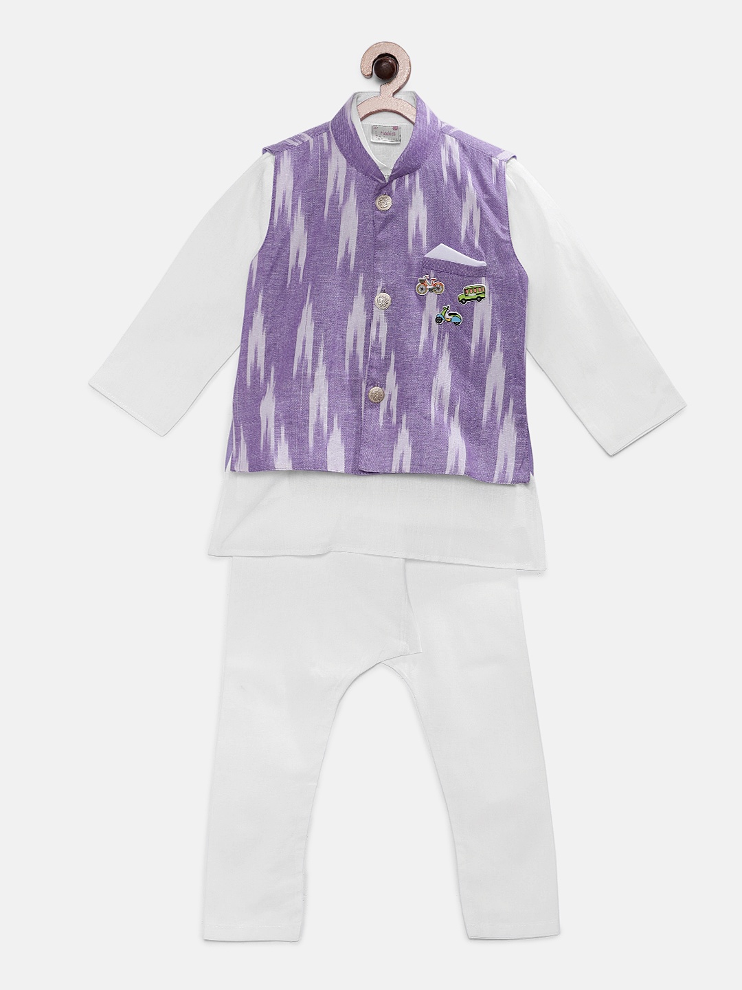 

Ridokidz Boys White Solid Kurta with Pyjamas