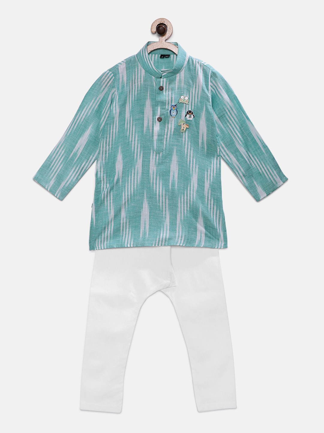 

Ridokidz Boys Sea Green & White Printed Kurta with Pyjamas