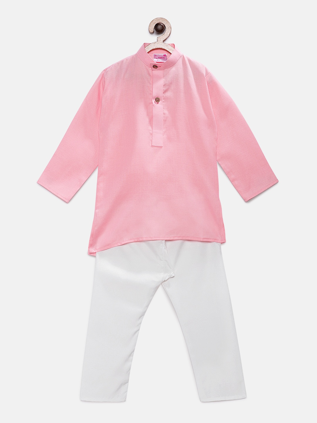 

Ridokidz Boys Pink & White Solid Kurta with Pyjamas