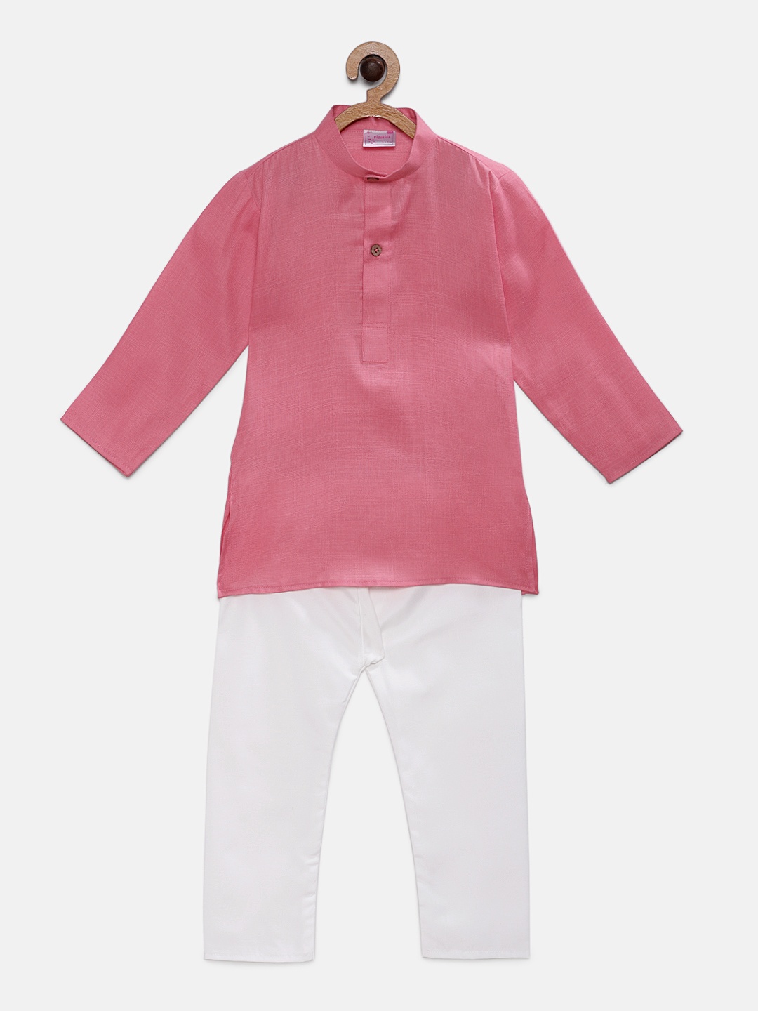 

Ridokidz Boys Pink & White Solid Kurta with Pyjamas