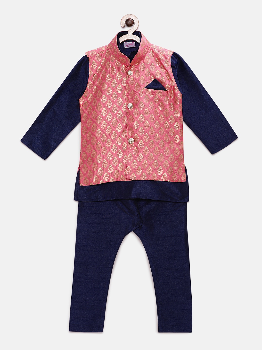 

Ridokidz Boys Navy Blue Solid Kurta with Pyjamas