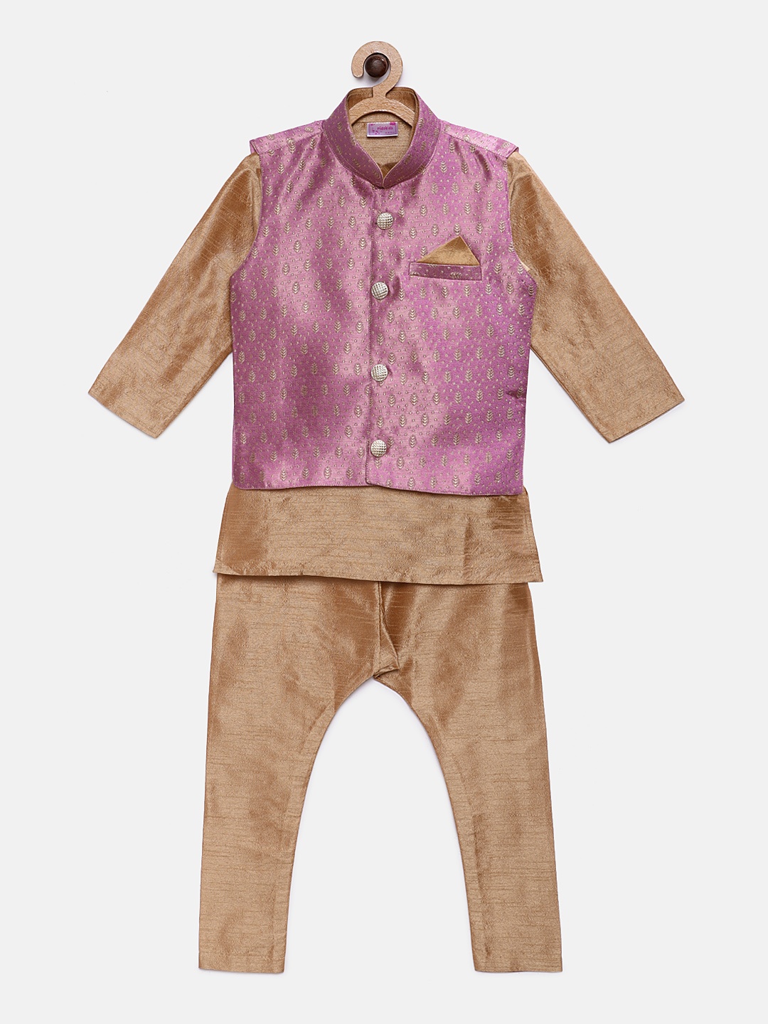 

Ridokidz Boys Beige Solid Kurta with Pyjamas
