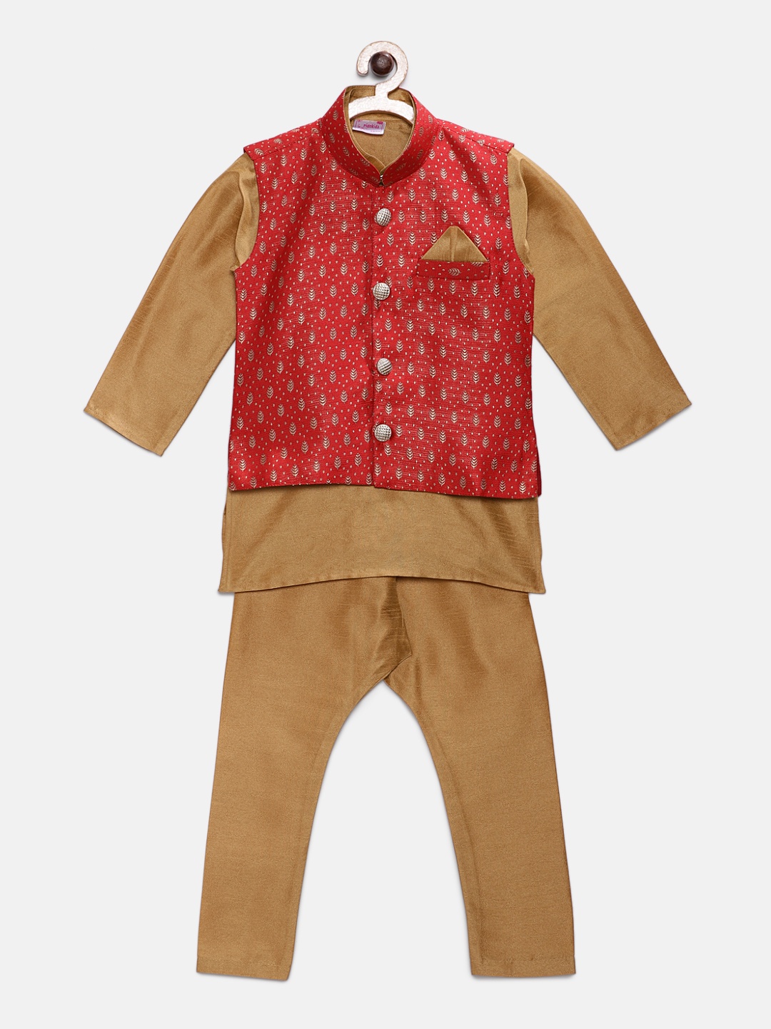 

Ridokidz Boys Beige Solid Kurta with Pyjamas