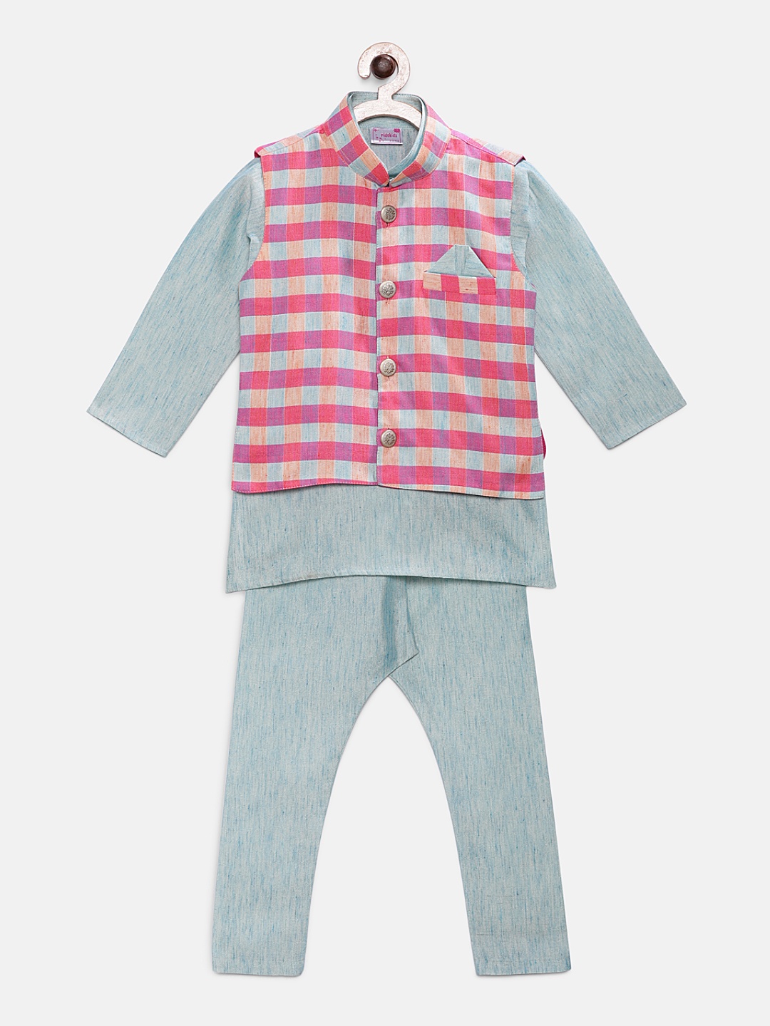 

Ridokidz Boys Blue Solid Kurta with Pyjamas