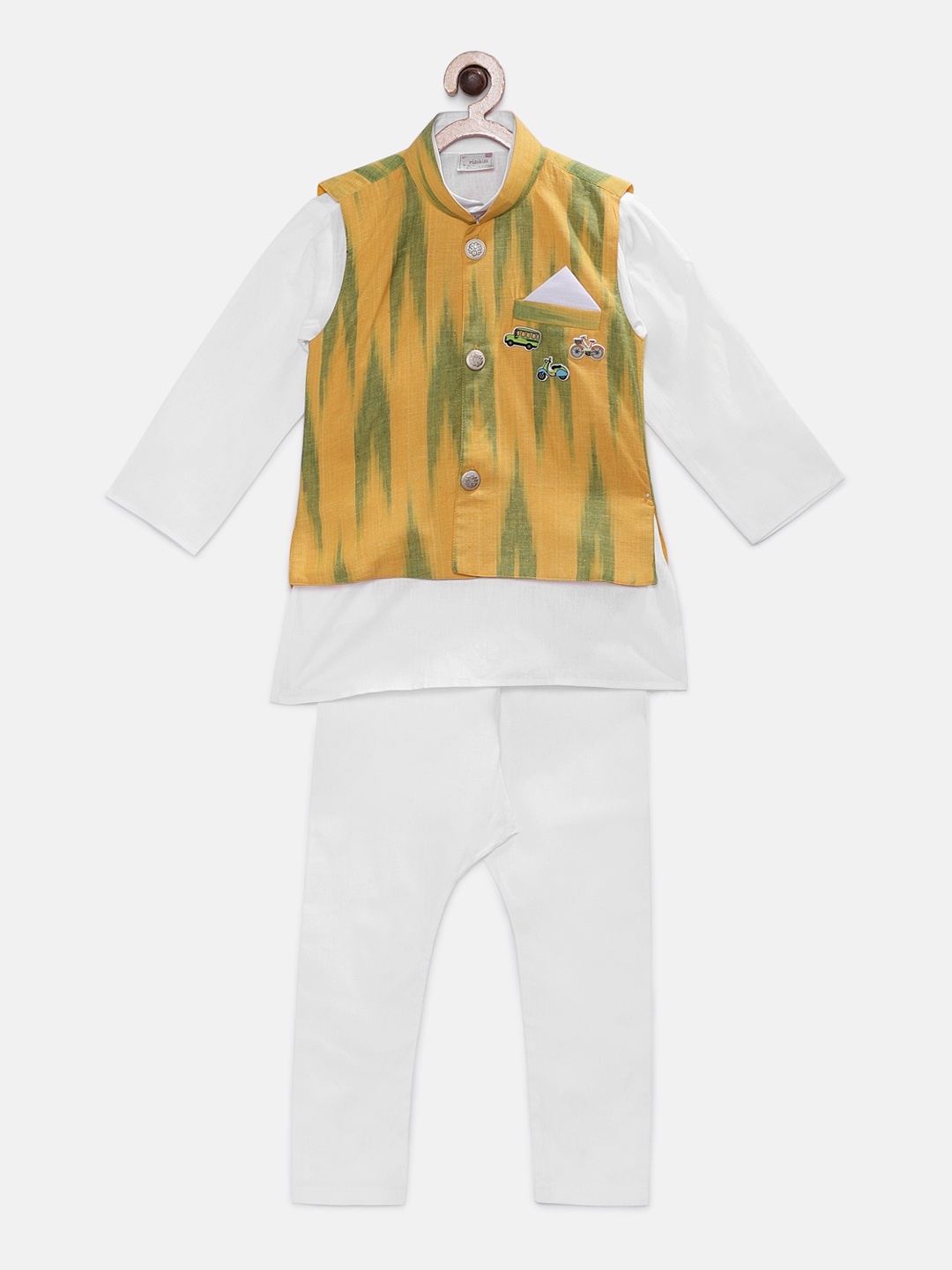 

Ridokidz Boys White Solid Kurta with Pyjamas