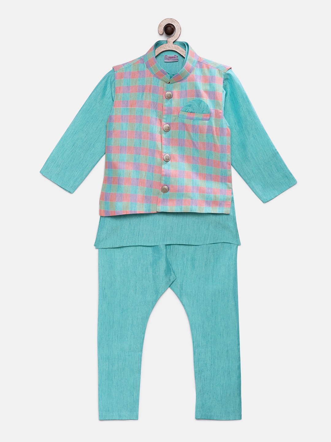 

Ridokidz Boys Green Solid Kurta with Pyjamas