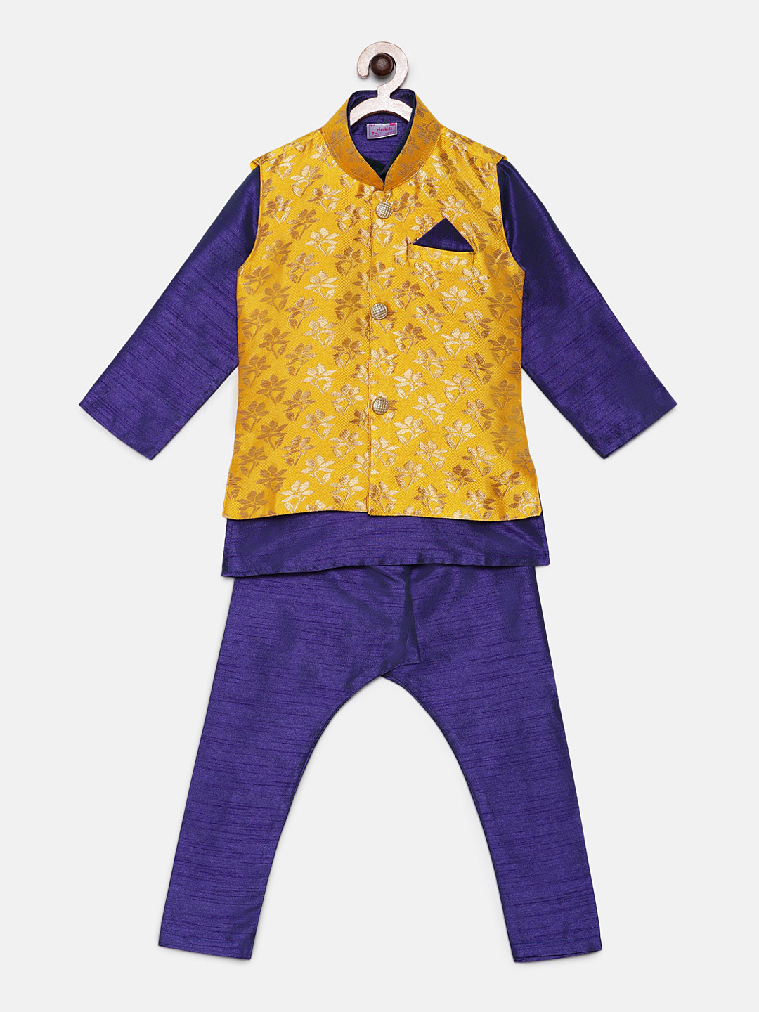 

Ridokidz Boys Navy Blue Solid Kurta with Pyjamas