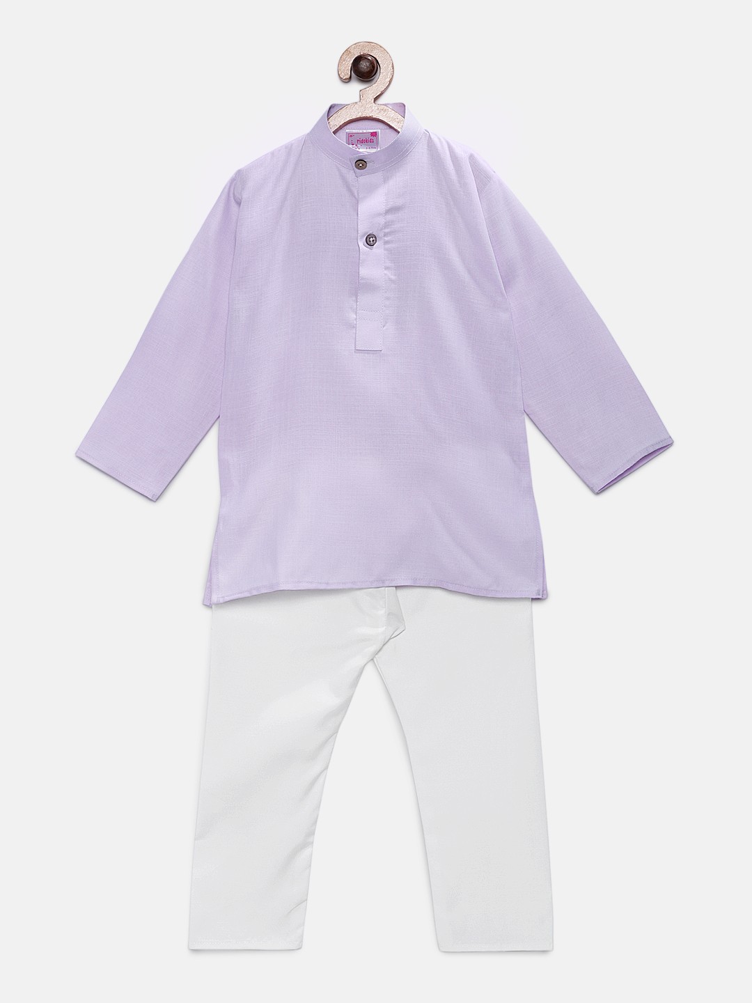 

Ridokidz Boys Purple & White Solid Kurta with Pyjamas